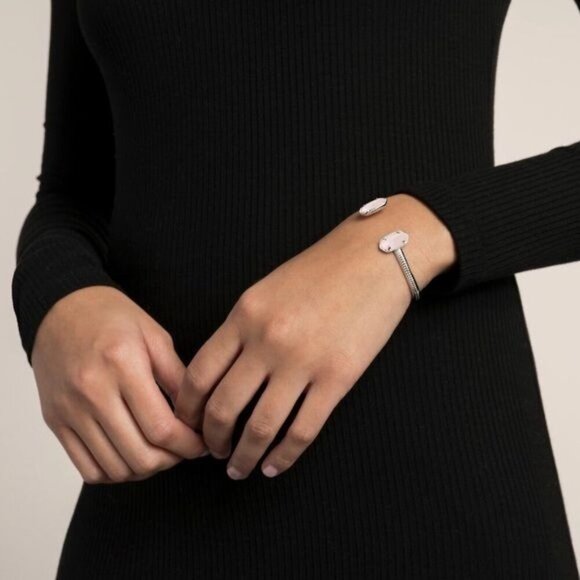 Kendra Scott Elton Silver Cuff Bracelet in Rose Quartz - Picture 3 of 5